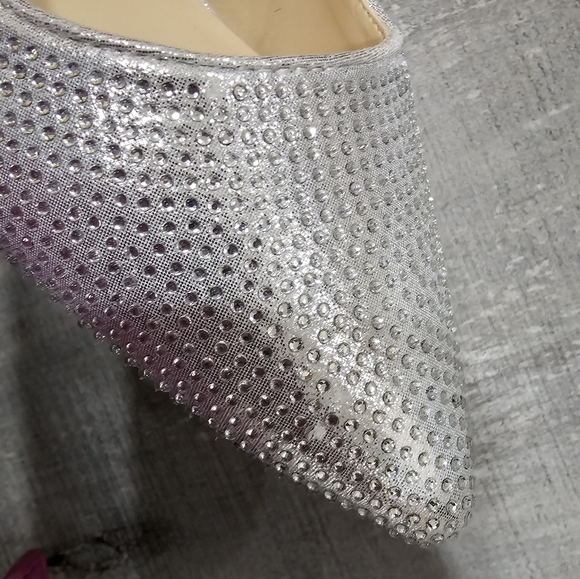 jessica simpson lindiza rhinestones sparkly silver heels new size 8 - Picture 5 of 10